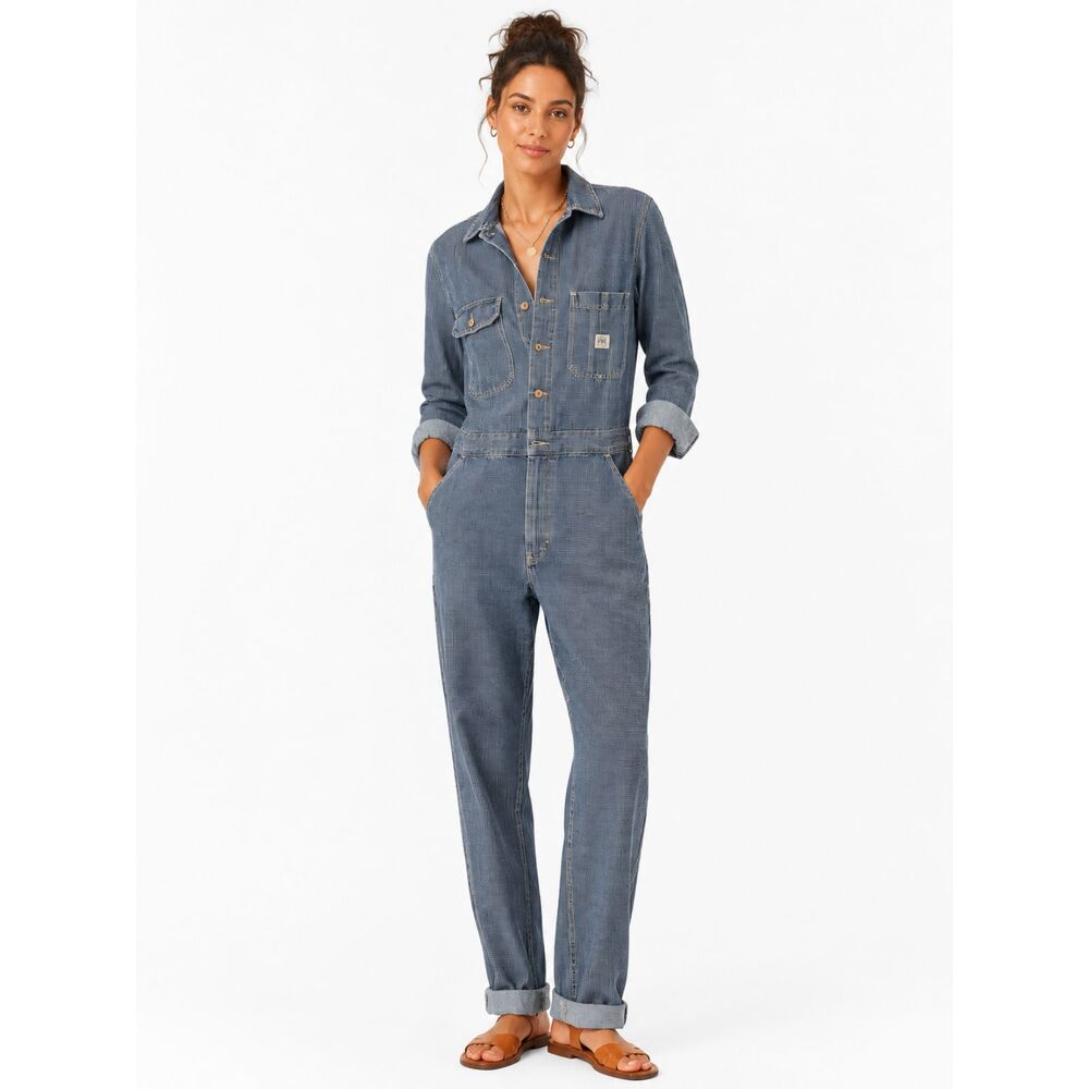 NWT RRL Double RL Ralph Lauren Size 3/Medium Checked Cotton Coverall Jumpsuit